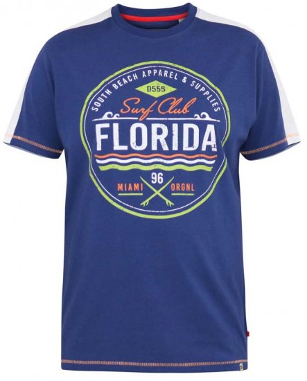 D555 CADMAN Florida Surf Club Printed Crew Neck T-Shirt - Koszulki - T-shirty meskie Duże Rozmiary - 2XL-14XL
