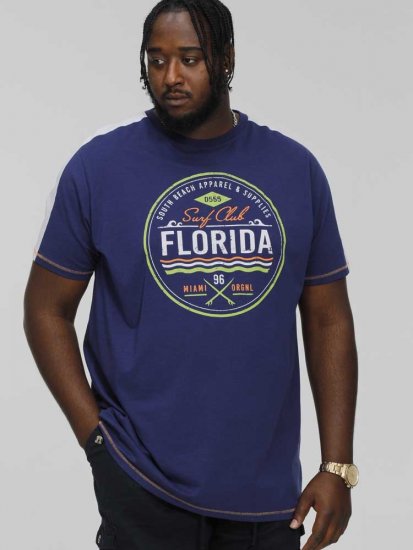 D555 CADMAN Florida Surf Club Printed Crew Neck T-Shirt - Koszulki - T-shirty meskie Duże Rozmiary - 2XL-14XL