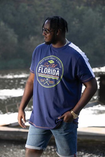 D555 CADMAN Florida Surf Club Printed Crew Neck T-Shirt - Koszulki - T-shirty meskie Duże Rozmiary - 2XL-14XL