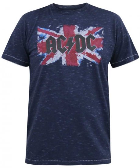 D555 DENNIS Official AC/DC Printed Crew Neck T-Shirt Navy Reno - Koszulki - T-shirty meskie Duże Rozmiary - 2XL-14XL
