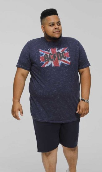 D555 DENNIS Official AC/DC Printed Crew Neck T-Shirt Navy Reno - Koszulki - T-shirty meskie Duże Rozmiary - 2XL-14XL