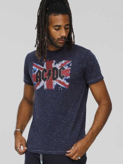 D555 DENNIS Official AC/DC Printed Crew Neck T-Shirt Navy Reno - Koszulki - T-shirty meskie Duże Rozmiary - 2XL-14XL