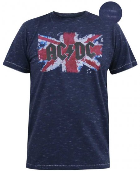 D555 DENNIS Official AC/DC Printed Crew Neck T-Shirt Navy Reno - Koszulki - T-shirty meskie Duże Rozmiary - 2XL-14XL