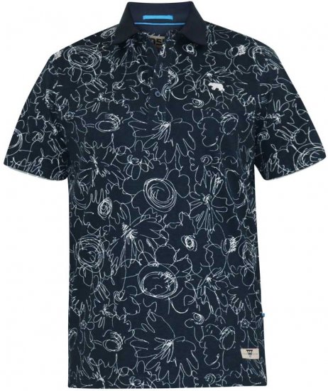 D555 ROLAND Printed Polo Shirt Navy - Koszulki polo - Koszulki Polo 2XL-8XL