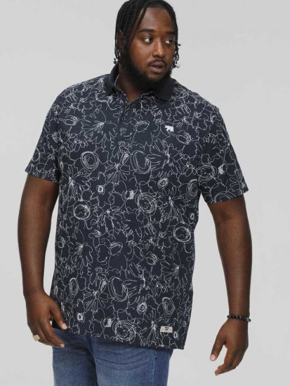 D555 ROLAND Printed Polo Shirt Navy - Koszulki polo - Koszulki Polo 2XL-8XL