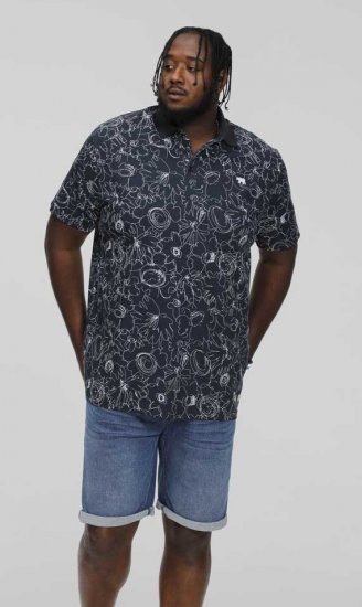 D555 ROLAND Printed Polo Shirt Navy - Koszulki polo - Koszulki Polo 2XL-8XL