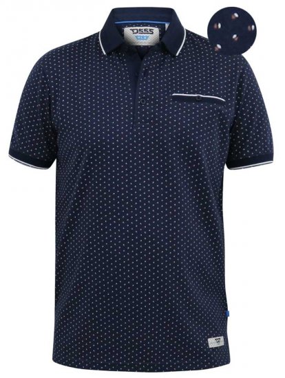 D555 DARWIN AO Printed Polo Shirt Navy - Koszulki polo - Koszulki Polo 2XL-8XL