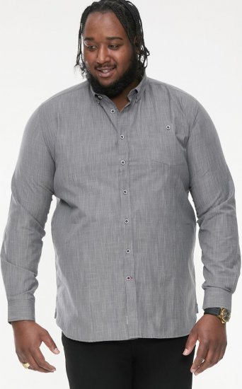 D555 RADCLIFFE Cross Hatch Soft Touch Slub Long Sleeve Shirt With Chest Patch Pocket Charcoal - Koszule - Koszule 2XL-10XL