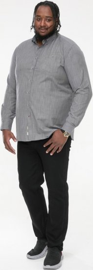 D555 RADCLIFFE Cross Hatch Soft Touch Slub Long Sleeve Shirt With Chest Patch Pocket Charcoal - Koszule - Koszule 2XL-10XL