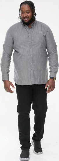 D555 RADCLIFFE Cross Hatch Soft Touch Slub Long Sleeve Shirt With Chest Patch Pocket Charcoal - Koszule - Koszule 2XL-10XL