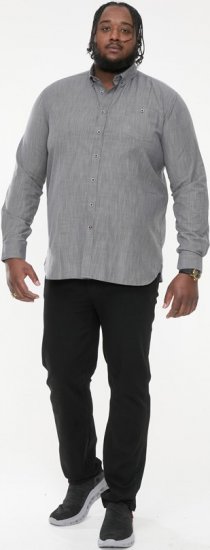 D555 RADCLIFFE Cross Hatch Soft Touch Slub Long Sleeve Shirt With Chest Patch Pocket Charcoal - Koszule - Koszule 2XL-10XL