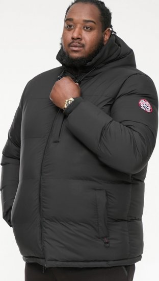 D555 DOMENIC Quilted Puffer Jacket With Half Micro Fleece Lining And Hood Black - Kurtki Męskie Duże Rozmiary - Kurtki Duże rozmiary 2XL-8XL