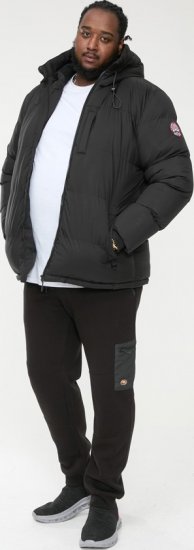 D555 DOMENIC Quilted Puffer Jacket With Half Micro Fleece Lining And Hood Black - Kurtki Męskie Duże Rozmiary - Kurtki Duże rozmiary 2XL-8XL