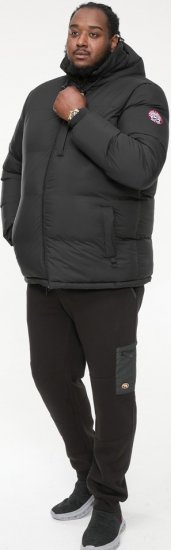 D555 DOMENIC Quilted Puffer Jacket With Half Micro Fleece Lining And Hood Black - Kurtki Męskie Duże Rozmiary - Kurtki Duże rozmiary 2XL-8XL