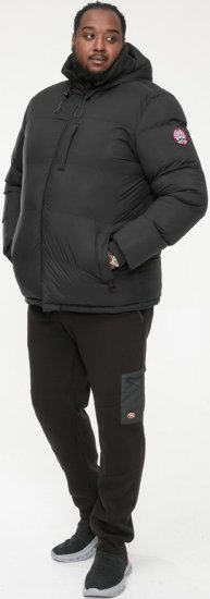 D555 DOMENIC Quilted Puffer Jacket With Half Micro Fleece Lining And Hood Black - Kurtki Męskie Duże Rozmiary - Kurtki Duże rozmiary 2XL-8XL