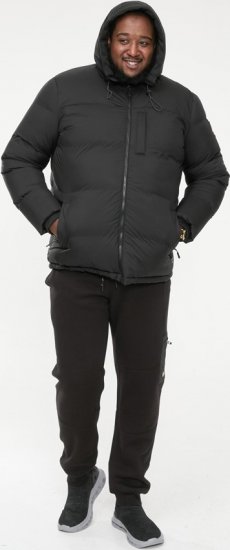 D555 DOMENIC Quilted Puffer Jacket With Half Micro Fleece Lining And Hood Black - Kurtki Męskie Duże Rozmiary - Kurtki Duże rozmiary 2XL-8XL