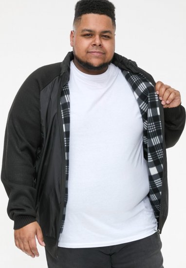 D555 MARSDEN Hybrid Knitted Jacket With Bonded Fleece Lining Black - Kurtki Męskie Duże Rozmiary - Kurtki Duże rozmiary 2XL-8XL