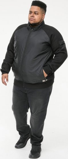 D555 MARSDEN Hybrid Knitted Jacket With Bonded Fleece Lining Black - Kurtki Męskie Duże Rozmiary - Kurtki Duże rozmiary 2XL-8XL