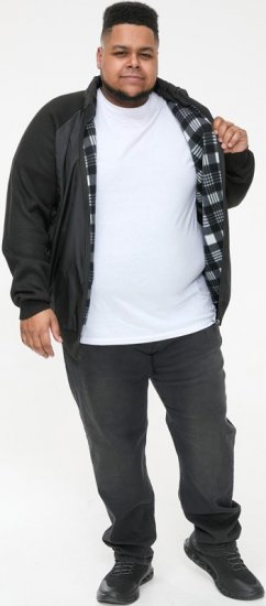 D555 MARSDEN Hybrid Knitted Jacket With Bonded Fleece Lining Black - Kurtki Męskie Duże Rozmiary - Kurtki Duże rozmiary 2XL-8XL