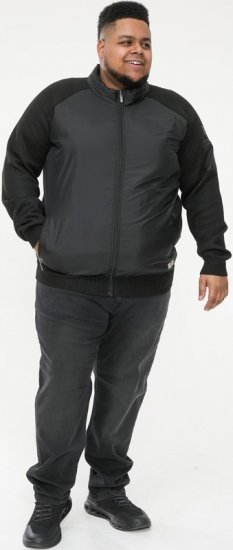 D555 MARSDEN Hybrid Knitted Jacket With Bonded Fleece Lining Black - Kurtki Męskie Duże Rozmiary - Kurtki Duże rozmiary 2XL-8XL