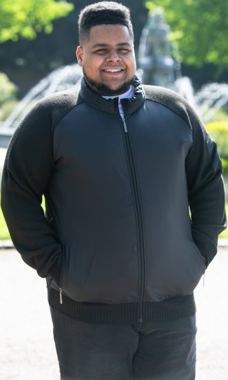 D555 MARSDEN Hybrid Knitted Jacket With Bonded Fleece Lining Black - Kurtki Męskie Duże Rozmiary - Kurtki Duże rozmiary 2XL-8XL
