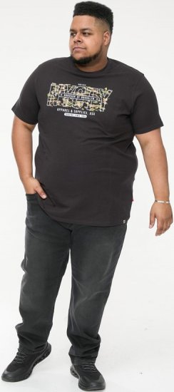 D555 EDWALTON NYCTY Camo Printed Crew Neck T-Shirt Washed Black - Koszulki - T-shirty meskie Duże Rozmiary - 2XL-14XL