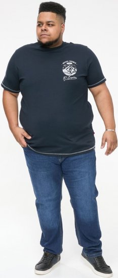 D555 GRAHAM YOSEMITE Chest And Back Printed Crew Neck T-Shirt Navy - Koszulki - T-shirty meskie Duże Rozmiary - 2XL-14XL