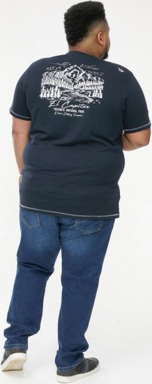 D555 GRAHAM YOSEMITE Chest And Back Printed Crew Neck T-Shirt Navy - Koszulki - T-shirty meskie Duże Rozmiary - 2XL-14XL