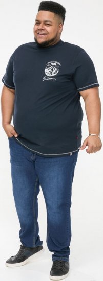 D555 GRAHAM YOSEMITE Chest And Back Printed Crew Neck T-Shirt Navy - Koszulki - T-shirty meskie Duże Rozmiary - 2XL-14XL