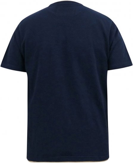 D555 SANDFORD Double Layer On Neck Ribs And Hem Waffle Textured T-Shirt Navy - Koszulki - T-shirty meskie Duże Rozmiary - 2XL-14XL