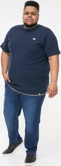D555 SANDFORD Double Layer On Neck Ribs And Hem Waffle Textured T-Shirt Navy - Koszulki - T-shirty meskie Duże Rozmiary - 2XL-14XL