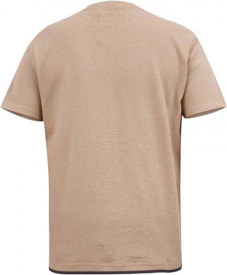 D555 SANDFORD Double Layer On Neck Ribs And Hem Waffle Textured T-Shirt Beige - Koszulki - T-shirty meskie Duże Rozmiary - 2XL-14XL
