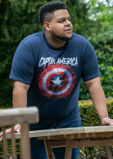 D555 ROGERS Official Captain America Printed T-Shirt Dark Navy - Koszulki - T-shirty meskie Duże Rozmiary - 2XL-14XL