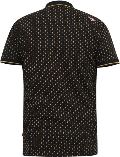 D555 RAUL AOP Jersey Polo With Jacquard Collar, Ribs And Chest Pocket Black - Koszulki polo - Koszulki Polo 2XL-8XL
