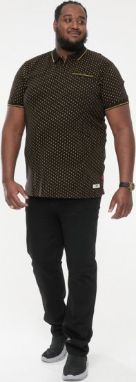 D555 RAUL AOP Jersey Polo With Jacquard Collar, Ribs And Chest Pocket Black - Koszulki polo - Koszulki Polo 2XL-8XL
