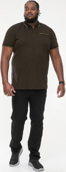 D555 RAUL AOP Jersey Polo With Jacquard Collar, Ribs And Chest Pocket Black - Koszulki polo - Koszulki Polo 2XL-8XL