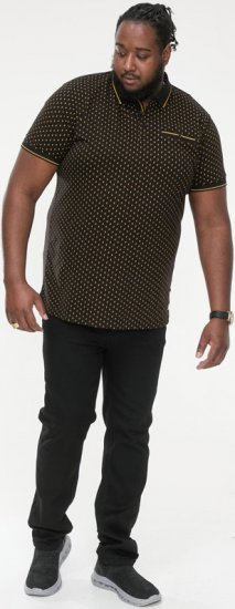 D555 RAUL AOP Jersey Polo With Jacquard Collar, Ribs And Chest Pocket Black - Koszulki polo - Koszulki Polo 2XL-8XL