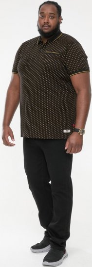 D555 RAUL AOP Jersey Polo With Jacquard Collar, Ribs And Chest Pocket Black - Koszulki polo - Koszulki Polo 2XL-8XL