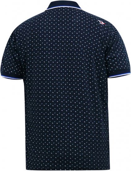 D555 OAKLEY AOP Jersey Polo With Jacquard Collar, Ribs And Chest Pocket Navy - Koszulki polo - Koszulki Polo 2XL-8XL