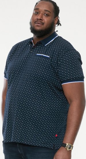 D555 OAKLEY AOP Jersey Polo With Jacquard Collar, Ribs And Chest Pocket Navy - Koszulki polo - Koszulki Polo 2XL-8XL