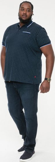 D555 OAKLEY AOP Jersey Polo With Jacquard Collar, Ribs And Chest Pocket Navy - Koszulki polo - Koszulki Polo 2XL-8XL