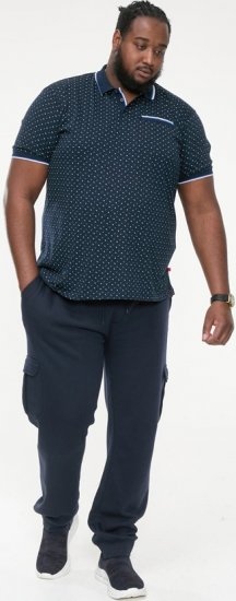 D555 OAKLEY AOP Jersey Polo With Jacquard Collar, Ribs And Chest Pocket Navy - Koszulki polo - Koszulki Polo 2XL-8XL