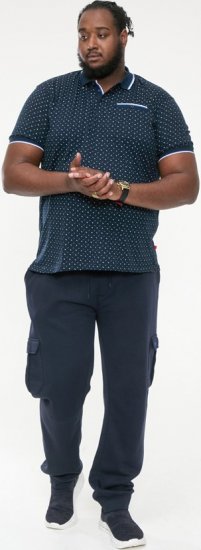 D555 OAKLEY AOP Jersey Polo With Jacquard Collar, Ribs And Chest Pocket Navy - Koszulki polo - Koszulki Polo 2XL-8XL