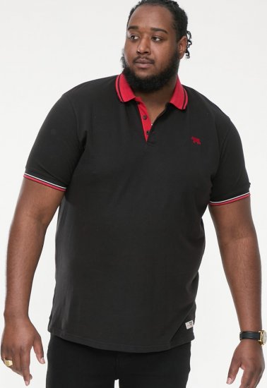 D555 CHESTER Pique Polo With Red Collar With Tipping Detail And Chest Embroidery Black - Koszulki polo - Koszulki Polo 2XL-8XL