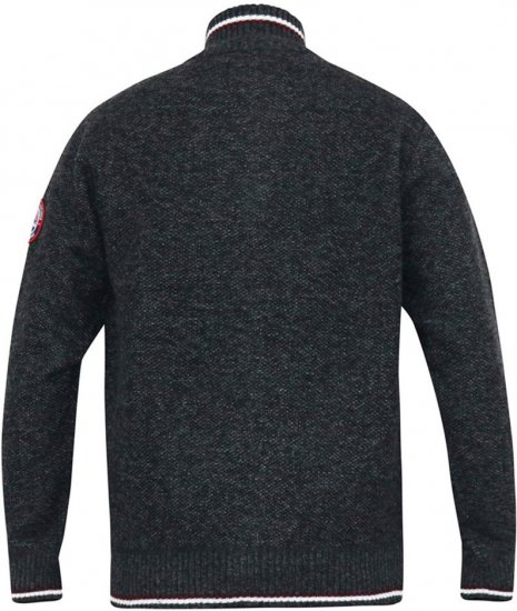 D555 ABERDARE Knitted Zip Through Sweater With Bonded Check Lining Charcoal Marl - Bluzy & bluzy z kapturem - Bluzy & Bluzy z kapturem 2XL-12XL