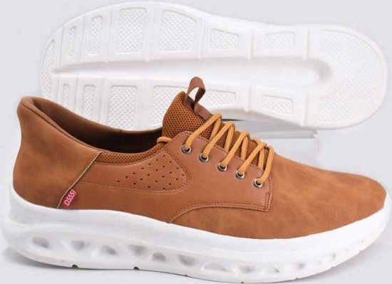 D555 Dartford 1 Kingsize Hands Free Shoes Pu & Faux Suede Top Tan - Buty męskie 40-52 - 