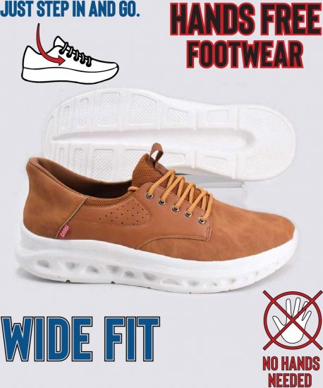 D555 Dartford 1 Kingsize Hands Free Shoes Pu & Faux Suede Top Tan - Buty męskie 40-52 - 