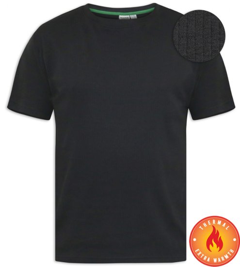 D555 Motherwell Thermal Short Sleeve T-Shirt Black - Bielizna & stroje kąpielowe - Bielizna & Stroje kąpielowe 2XL-8XL