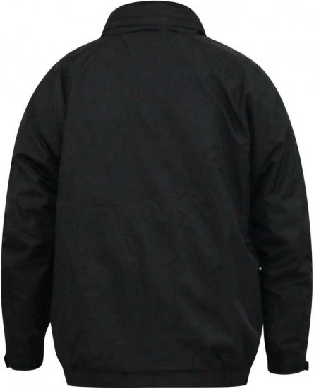 D555 Rudy Showerproof Fleece Lined Jacket With Packaway Hood - Black - Kurtki Męskie Duże Rozmiary - Kurtki Duże rozmiary 2XL-8XL