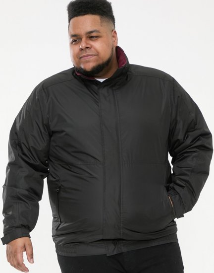 D555 Rudy Showerproof Fleece Lined Jacket With Packaway Hood - Black - Kurtki Męskie Duże Rozmiary - Kurtki Duże rozmiary 2XL-8XL